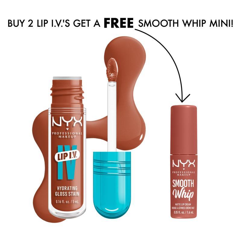 Môi I.V. Hydrating Lip Gloss Stain, Mua 2 tặng kèm Smooth Whip Mini Trang điểm chuyên nghiệp NYX