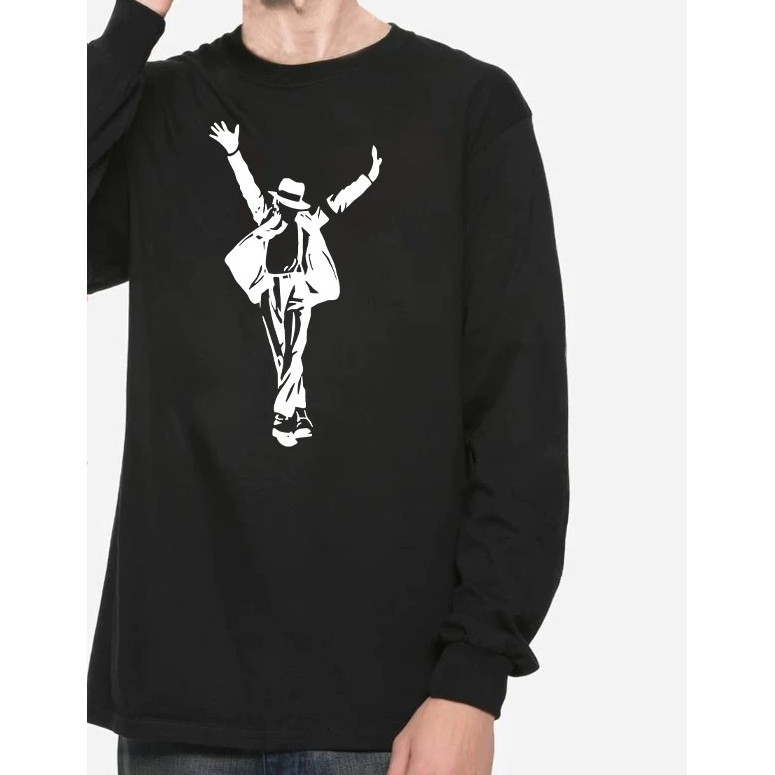 100% Cotton Kỷ Niệm Hip-hop Ca Sĩ Michael Jackson Michael Jackson.Áo Thun Dài Tay In Hình Cổ Tròn Có