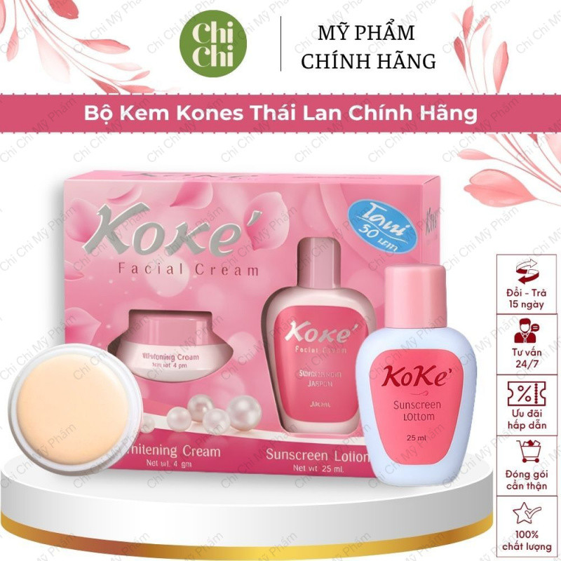 Combo Kem Kones Thái Lan Dưỡng Trắng Da Mặt Mờ Thâm Nám Tàn Nhang Nâng Tông Da Mịn Màng Giảm Khô Sần