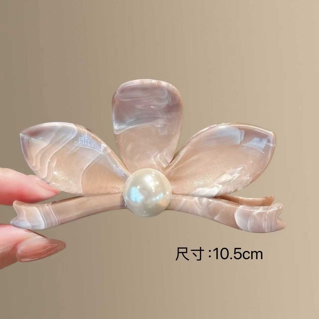 Retro Tính Khí Sơn Dầu Họa Tiết Hoa Ngọc Trai Cá Mập Kẹp Tóc Nữ 2026 Đầu Lưng Kẹp Tóc Kẹp Tóc KJ2505