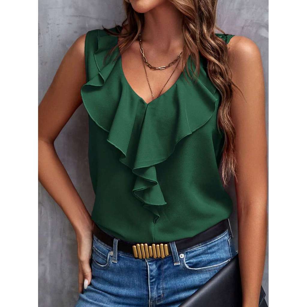 Clasi Áo cánh nữ cổ chữ V bèo nhún viền lãng mạn, Quần áo mùa hè Boho cho nữ Boho Chic họa tiết hoa 