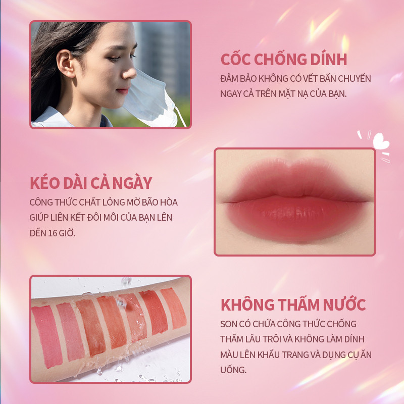 KIMUSE Nước Tint Lip Glaze 13 Màu Chống Thấm Nước Lâu Dài Mờ Lỏng Son Bóng Son Môi VGE