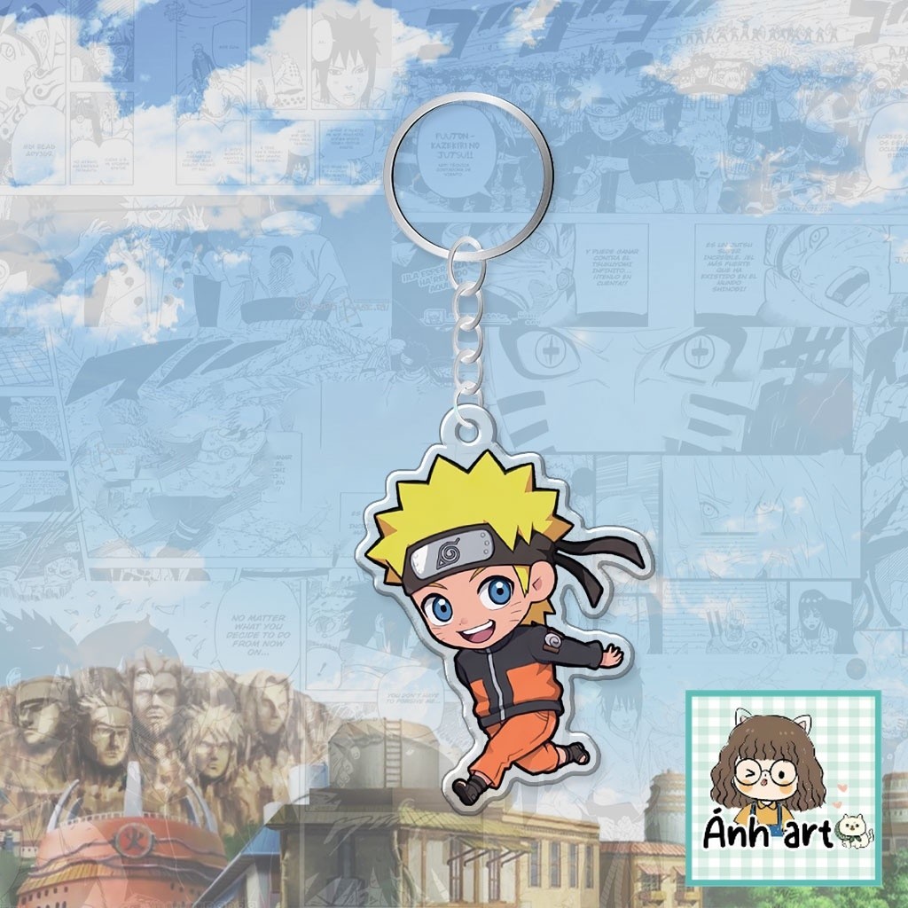 Móc khoá NARUTO SASUKE ITACHI KAKASHI Mica Acrylic Gund Anime in hình nhân vật cute trang trí túi xá