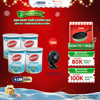   Tặng Quạt Kẹp Mini  Bộ 4 Sữa Bột NESTLÉ BOOST OPTIMUM Singapore Bổ Sung Dinh Dưỡng Cho Người Lớn Tuổi 400G 