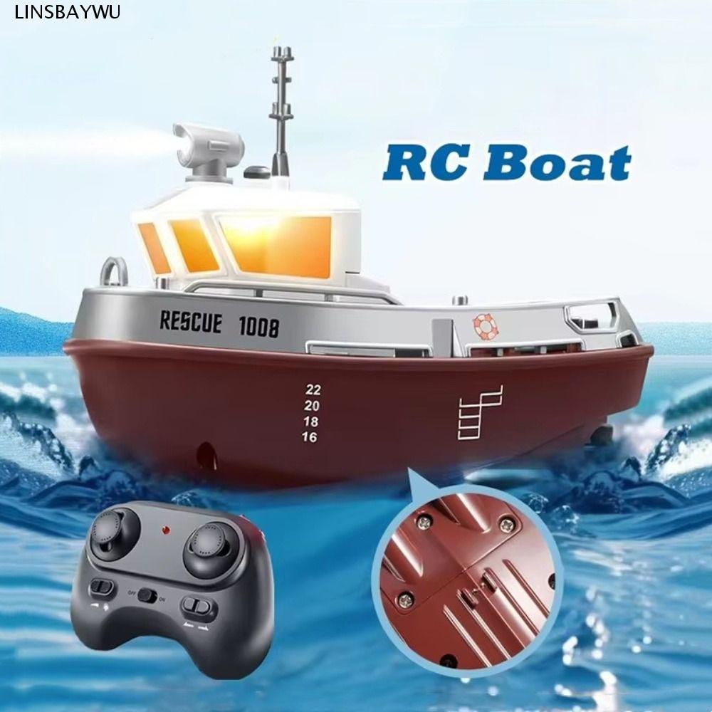 Tàu điều khiển từ xa LINSBAYWU, Động cơ kép tỷ lệ 1: 32 RC Tugboat, Quà tặng sinh nhật Đèn LED điện 