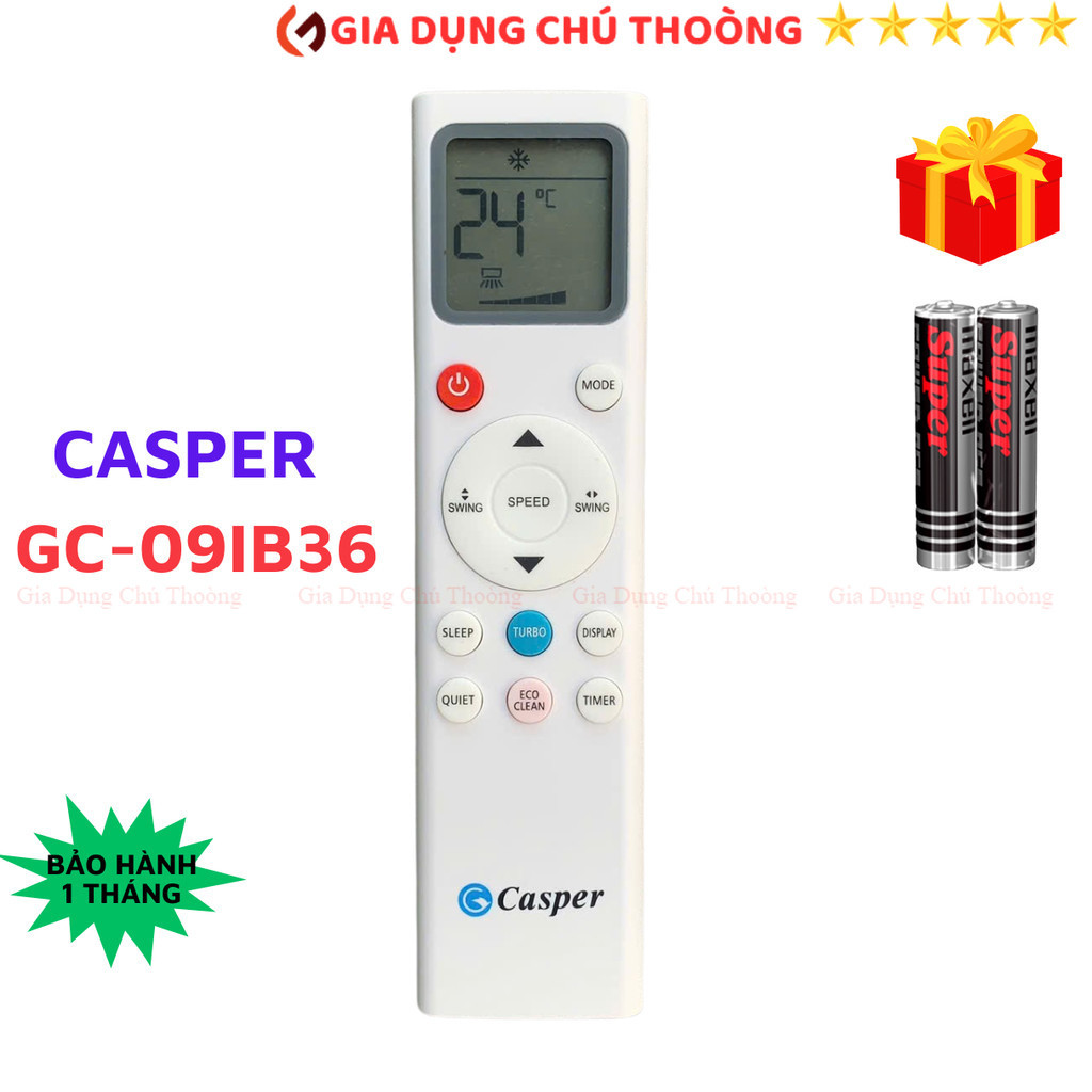 Điều khiển điều hòa CASPER Mã 11, remote máy lạnh CASPER GC-09IB36 - Tặng kèm pin - GD Chú Thoòng