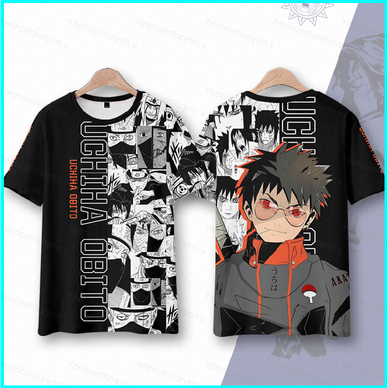 GN Naruto Anime Áo Thun Nữ Tay Ngắn Unisex Cosplay Tee Thời Trang Sasuke Obito Áo Sơ Mi Rời Plus Kíc