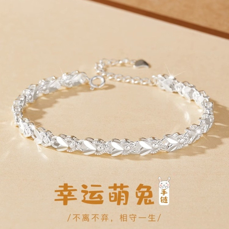  Lucky Cute Rabbit Rabbit Benming Year Bracelet Girl Vòng tay mạ bạc Phong cách mới Quà tặng sinh nh