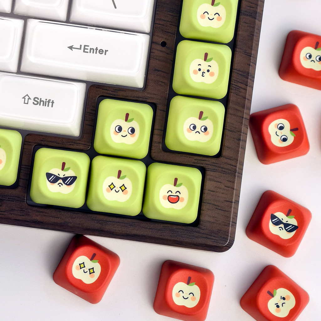 MAIMOOO Xanh Apple Keycaps MOA Profile PBT 9 Chiếc Cá Tính Hoạt Hình Dễ Thương Keycaps Bàn Phím Mini