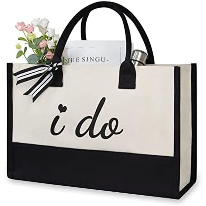 TOPDesign Canvas Tote Bag, Bridal Shower Gifts for Bride, Wedding Bachelorette Bride Gifts Shoulder 