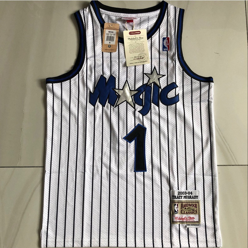 JOCELN Authentic 2003-04 Orlando Magic 1 Tracy McGrady Hardwood Classics Áo / Quần Short Trắng