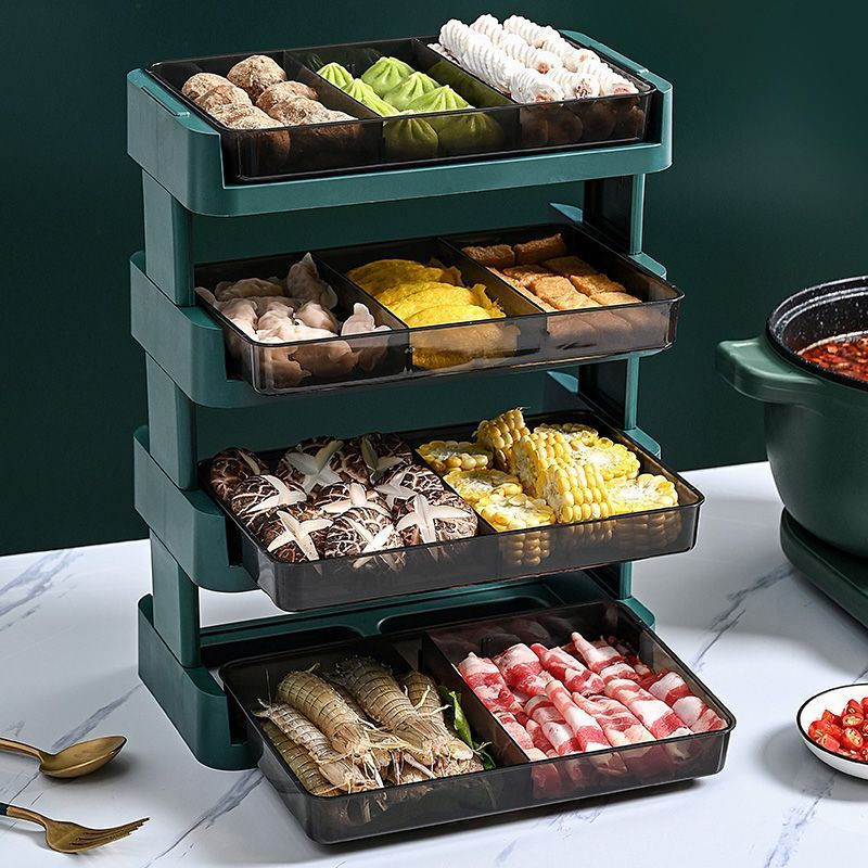 TQ~Multi-layer kitchen prep tray for home use, multifunctional vegetable tray for hot pot, storage r