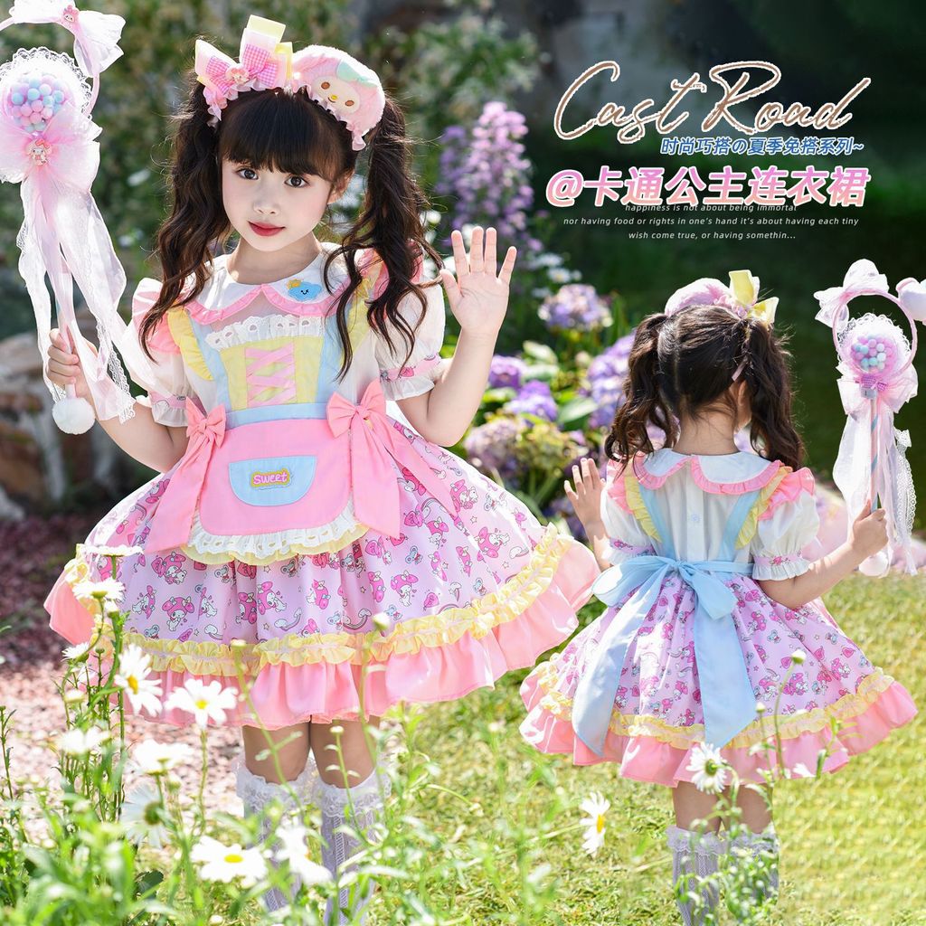 Bé Gái Gothic Đầm Công Chúa Mùa Hè 2026 Trẻ Em Hoạt Hình Đầm Giai Điệu Sinh Nhật Đầm 60317