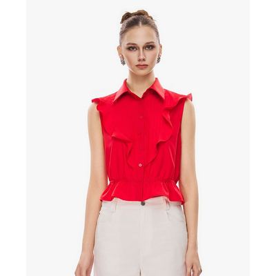 GIGI - Áo sát nách nữ cổ bẻ phối bèo nhún_G1111T252298-52