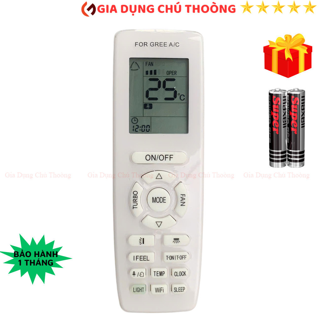 Điều khiển điều hoà GREE Mã 05, remote máy lạnh GREE GWC18PC-K3D0P4 - Tặng pin - GD Chú Thoòng