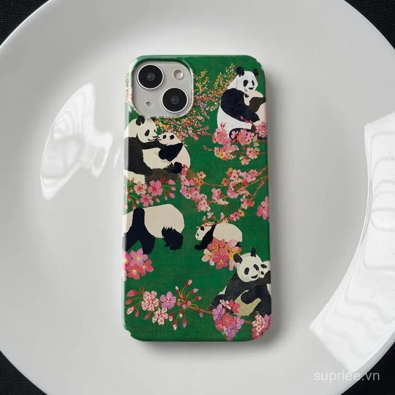 Ốp điện thoại cứng mờ dễ thương Panda Garden Fun Thích hợp cho iPhone 12promax 13 14 15 16 17 pro ma