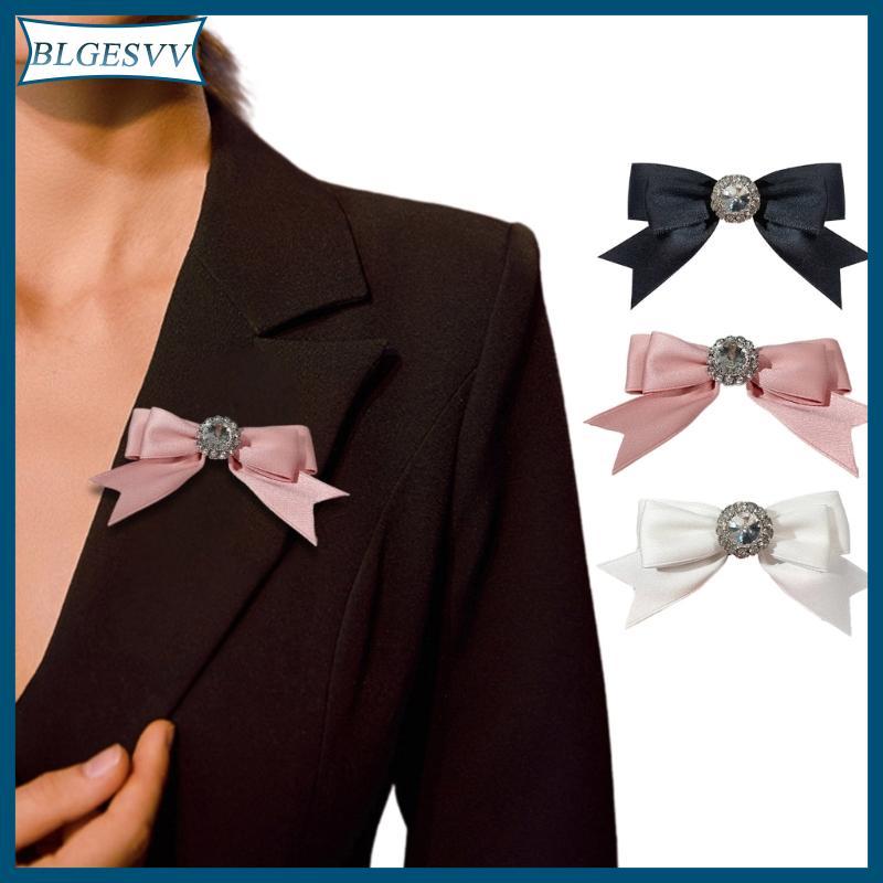 Blg Thanh Lịch Kim Cương Giả Nơ Trâm Cài Áo Phong Cách Pin Cổ Thắt Áo Len Thổ Cẩm