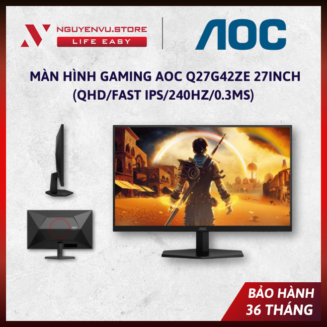 [CHÍNH HÃNG] Màn hình gaming AOC Q27G42ZE 27inch (QHD/Fast IPS/240HZ/0.3ms) - [BẢO HÀNH 3 NĂM]