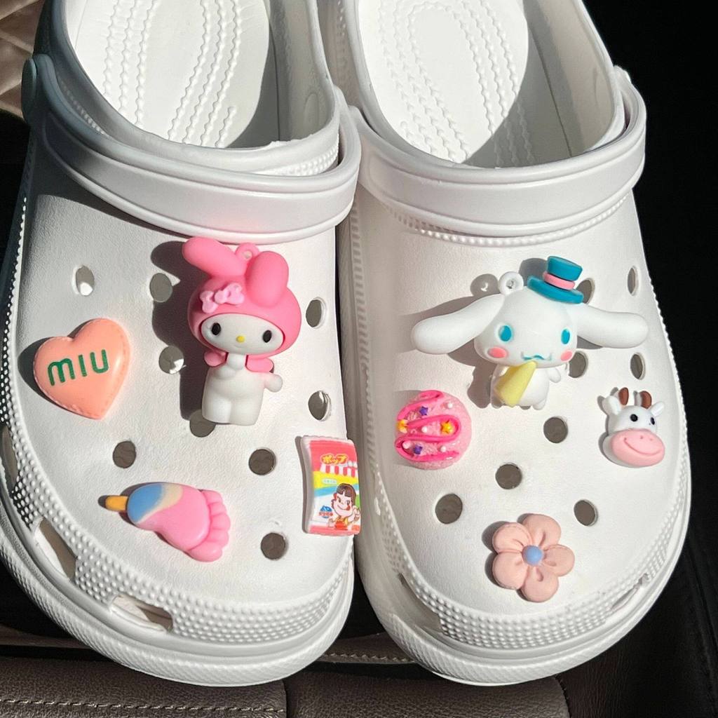 Sanrio Hoạt Hình Dễ Thương Quyến Rũ Giày 3D Kuromi Melody Cinnamoroll Khóa Giày Trang Trí Cho Crocs