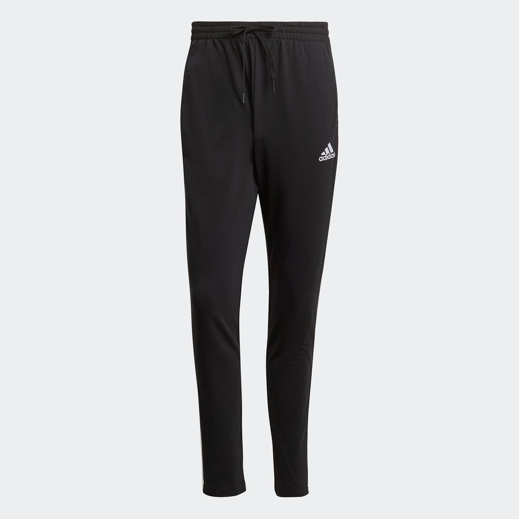 adidas Phong cách sống Quần 3 Sọc ống côn gấu thẳng single jersey Essentials Nam Đen GK8995
