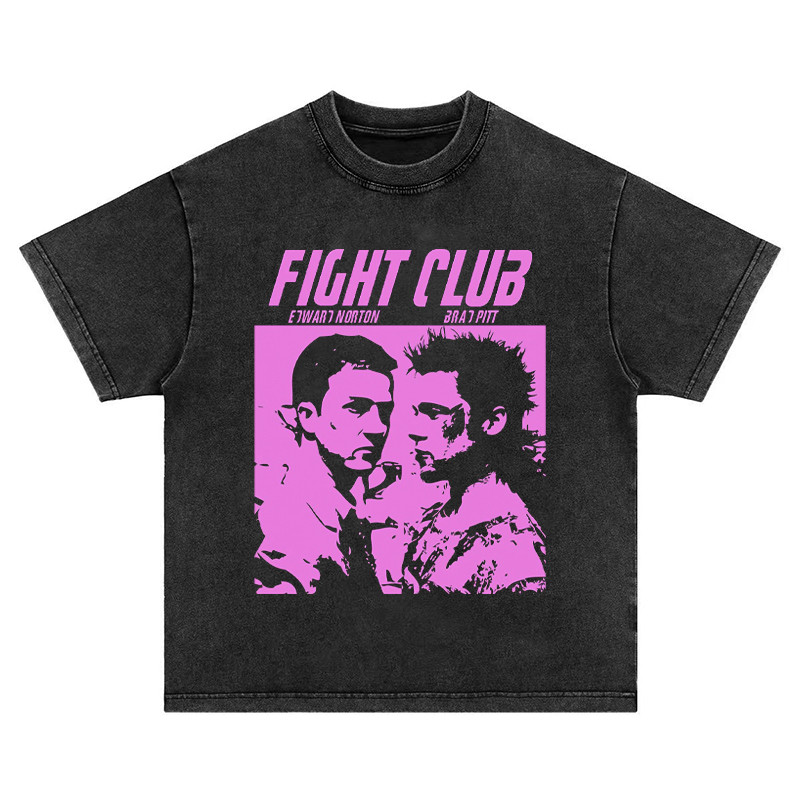Fight Club Fight Club Washed Vintage Áo thun nam nặng vai 1213