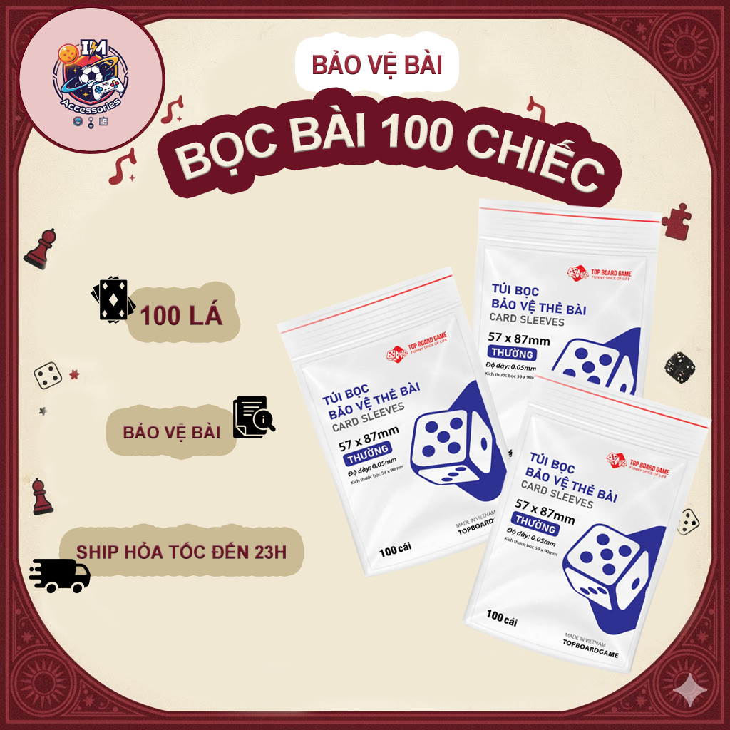 [PHỤ KIỆN] Bọc Bài Plastic Cho Boardgame, Ma Sói, Drinking Game, Card Kích Thước 57 x 87mm