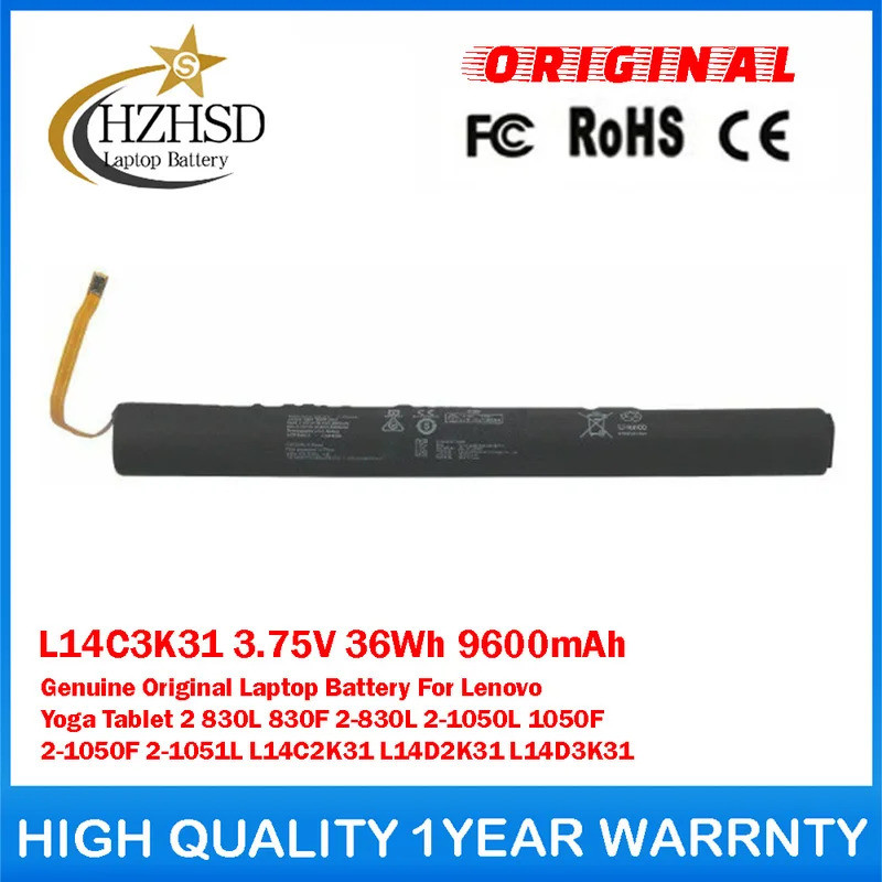 L14C3K31 3.75V 36Wh 9600mAh Pin Laptop Chính Hãng Cho Lenovo Yoga Tablet2 830L 830F 2-830L 2-1050L 1