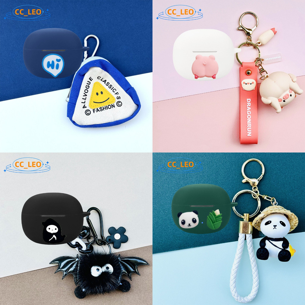 Suitable for QCY MeloBuds N70 Case Cute Piggy Keychain Cartoon Baseball Pendant Silicone Soft Case Q
