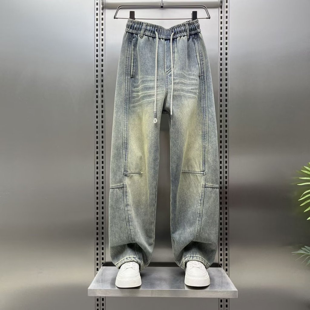 Lông Cừu Lót Dày Rời Denim Bố Quần Nữ Co Giãn Cao Cấp Ôm Hơn Nhìn Hậu Cung Quần Thu Đông Phong Cách 
