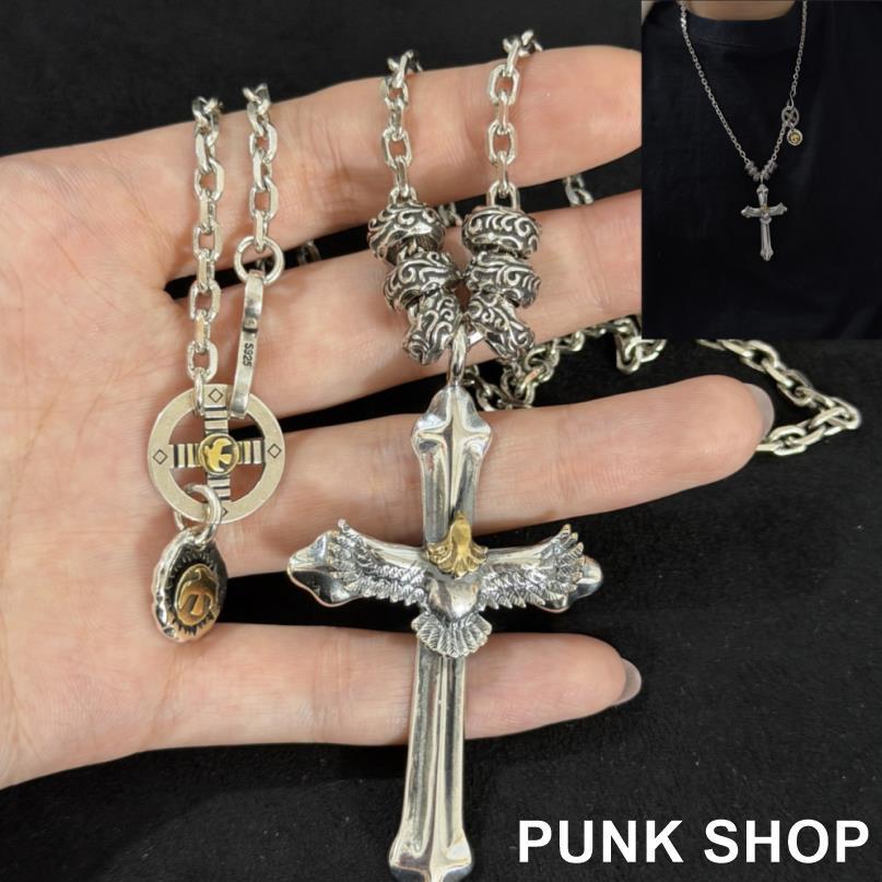 Chrome Hearts Vòng cổ GOROS Bạc 925 Phong cách mới Vòng cổ đại bàng chéo 0361