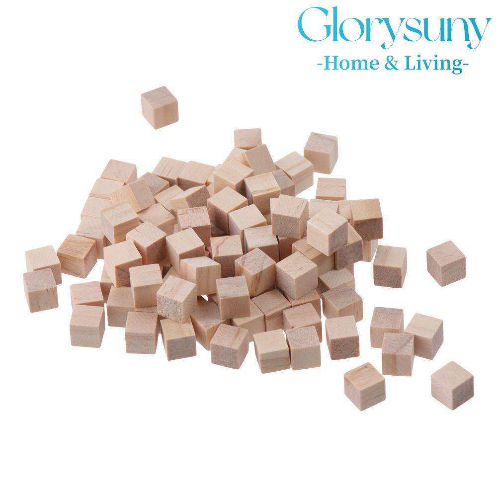 GLORYSUNY 300 viên Khối gỗ trống tự nhiên, Khối gỗ màu vuông, Chất liệu gỗ thông 1cm Khối thủ công b