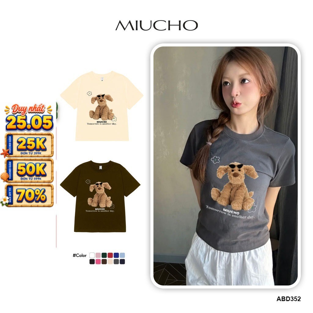 Áo baby tee ABD352 Miucho cổ tròn in graphic