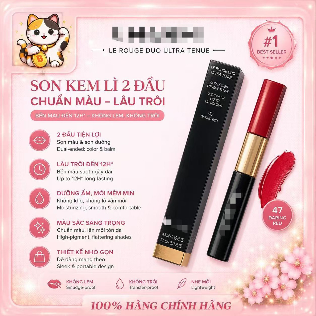 [Chính Hãng] Son lì ℂℍ𝔸ℕ𝔼𝕃 𝗗𝗼𝘂𝗯𝗹𝗲 𝗘𝗳𝗳𝗲𝗰𝘁 𝗟𝗼𝗻𝗴-𝗹𝗮𝘀𝘁𝗶𝗻𝗴 𝗖𝗼𝗹𝗼𝗿 𝗟𝗶𝗽 Full Size | | Mịn Nhẹ, Dễ Dùng
