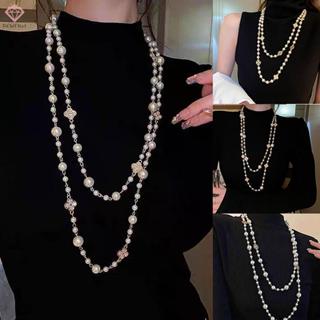 Vòng cổ hai lớp mô phỏng ngọc trai, cổ điển và thời trang, phù hợp làm quà tặng