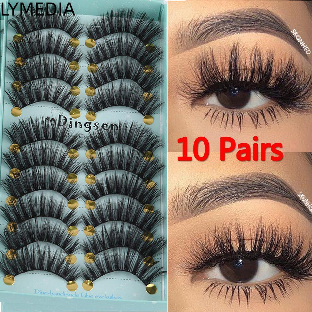 LYMEDIA 10 Cặp Lông Mi Giả Làm Đẹp Trang Điểm Wispies Lông Mi Lông Tơ Giả Lông chồn