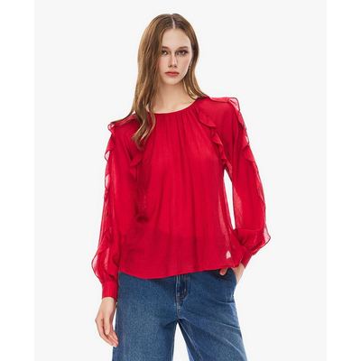 GIGI - Áo kiểu nữ cổ tròn tay dài bèo nhún_G1110T252203-52