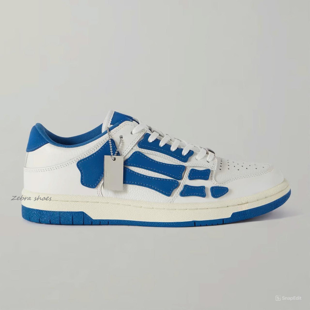 Giày thể thao Amiri Skel-Top Low Black Bone thêu chất lượng cao (Sneaker Skel Top Low Blue and White