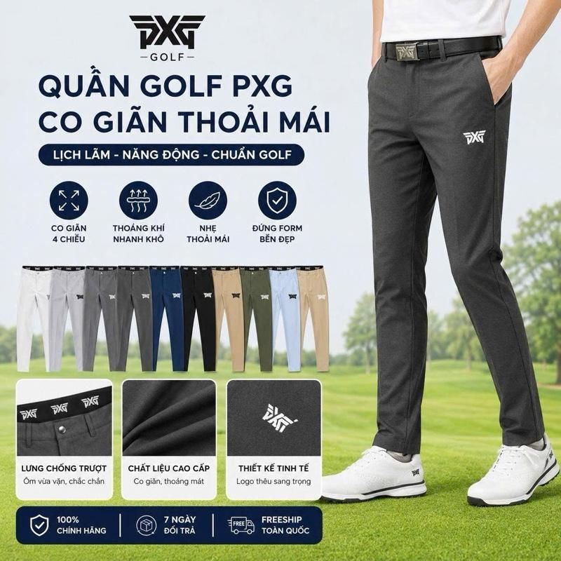 PXG Quần Golf Nam Co Giãn Thoải Mái Lịch Lãm Nâng Động Chất Liệu Cao Cấp Thiết Kế Tinh Tế PXG Golf