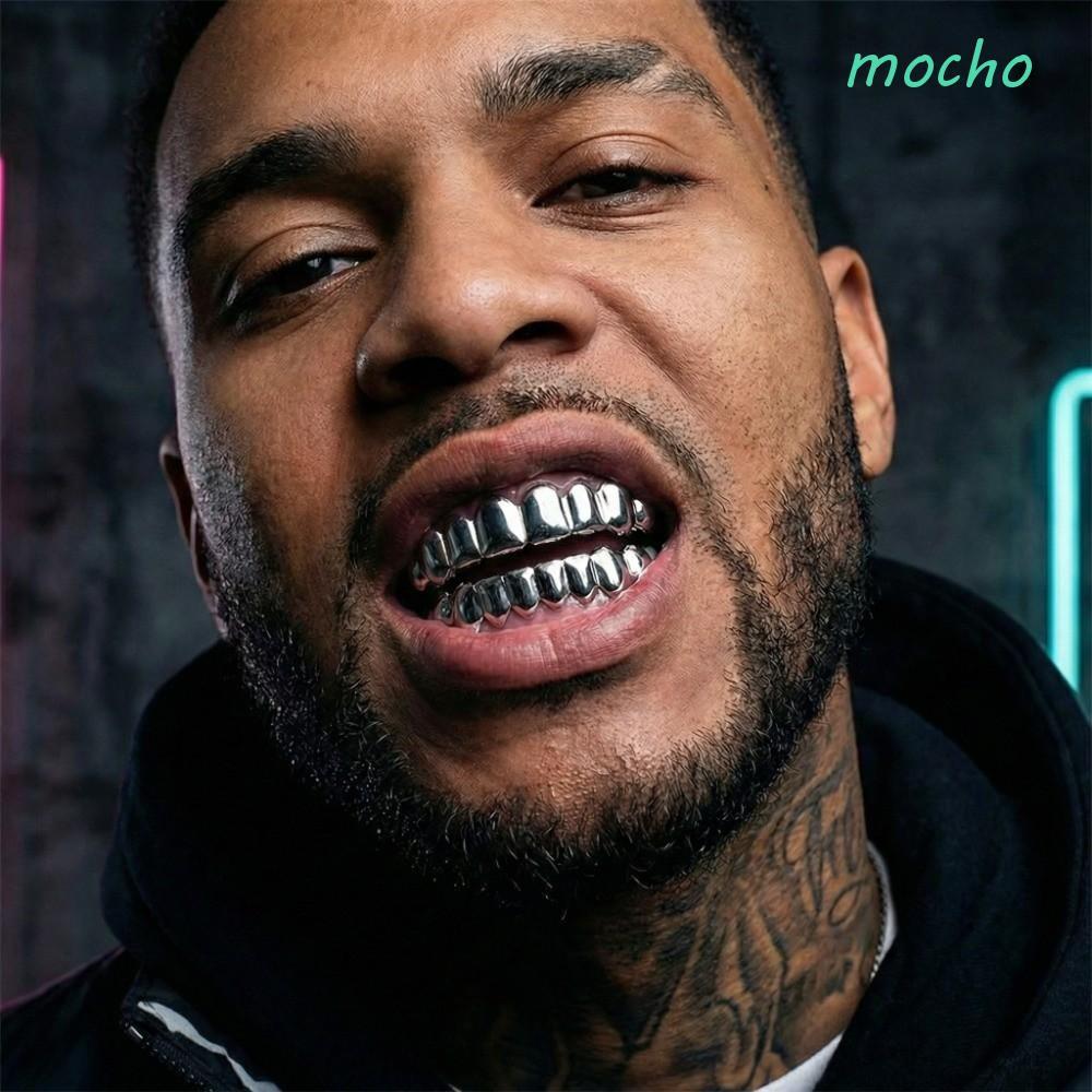 MOCHO Răng Grillz Top Bottom Set, Chống Trơn Trượt Sáng Bóng Răng Grillz Mũ, Thời Trang Bạc Bóng Răn