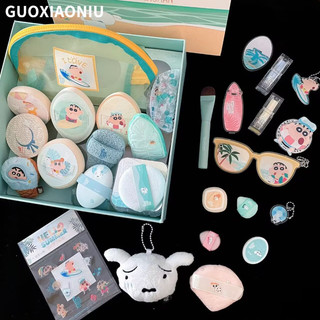 GUOXIAONIU Bộ Quà Tặng Dụng Cụ Trang Điểm Hợp Tác Poweder Puff Crayon Shin-Chan Surf Series Dễ Thương, Nhỏ Gọn, Thân Thiện Với Da