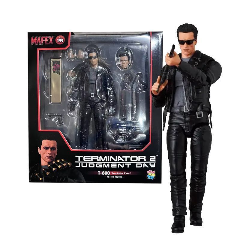 Nội địa Mafex199 Terminator T800 Arnold Schwarzinger Trạm cảnh sát Búp bê di chuyển hoàn toàn mới