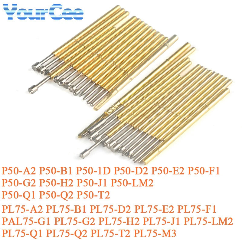 10 chiếc đầu dò thử nghiệm P50 PL75 Vòng lò xo có thể thu vào P50 / PL75-A2 B1 D1 D2 E2 F1 G1 G2 H2 