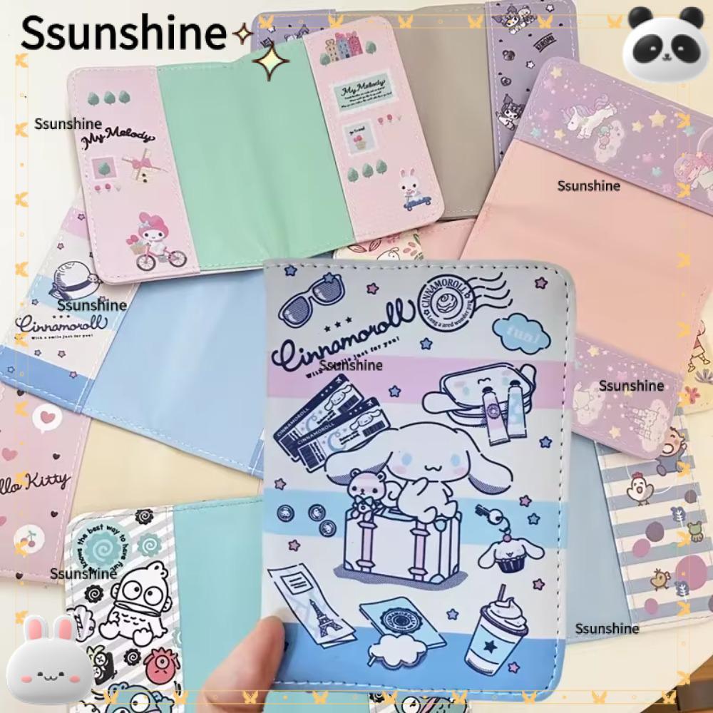 SSUNSHINE Sanrio Passport Cover, PU Anime Passport Holder, Kawaii Vỏ Bảo Vệ Đa Năng Đựng Thẻ Kẹp Túi