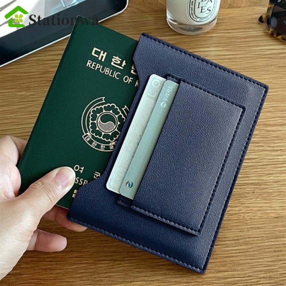 STATIONWA Hộ Chiếu, Hộp Đựng Thẻ Đa Năng Màu Trơn, Máy Bay Thời Trang Check-in Da PU Hộ Chiếu Kẹp Th