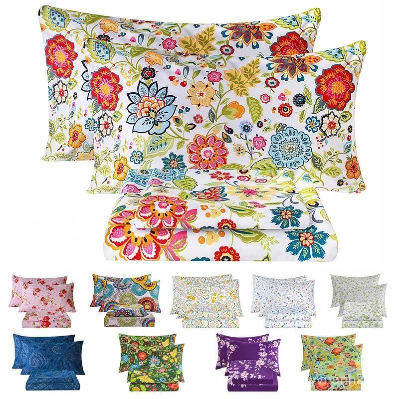 Bedlifes Bamboo Blend & Brushed Microfiber Cooling & Soft Floral Bed Sheet Set Soft 14-21 "Extra Dee