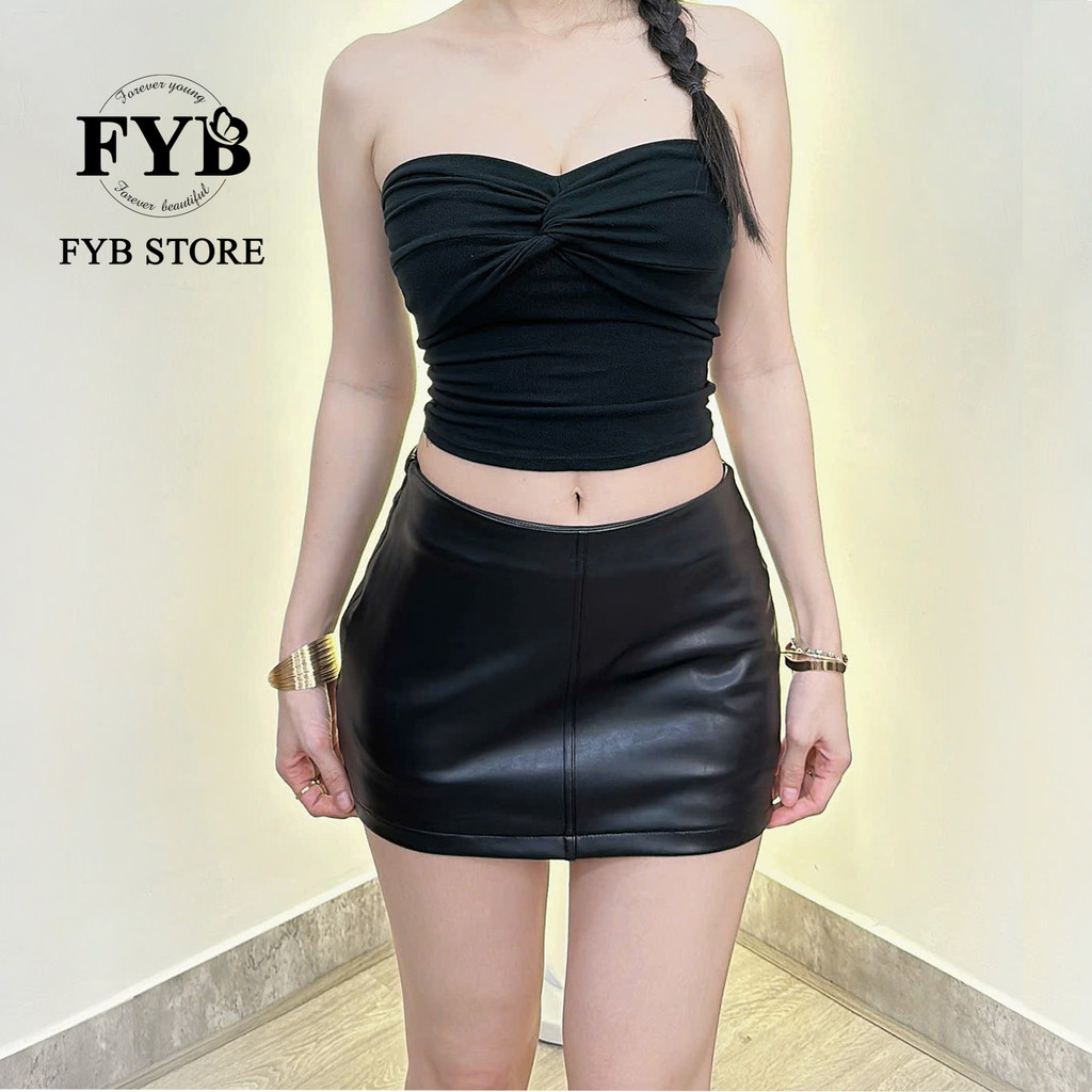 V83 - Chân Váy Da Ôm Body Cạp Vừa Hàng Đẹp Mini Ngắn Streetwear Đen Cá Tính Y2K FYB Store Form Chuẩn