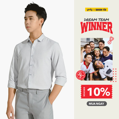 Áo sơ mi nam YODY chất vải cafe dài tay thấm hút nhanh, khô nhanh, chống tia UV dáng sim fit SMM3010