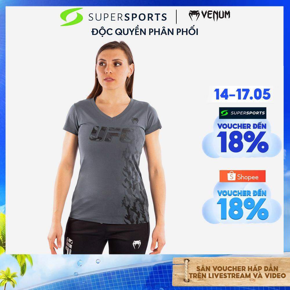 Áo Thun Thể Thao Nữ Venum Official Ufc Fight Week - Xám  - VNMUFC-00041-010