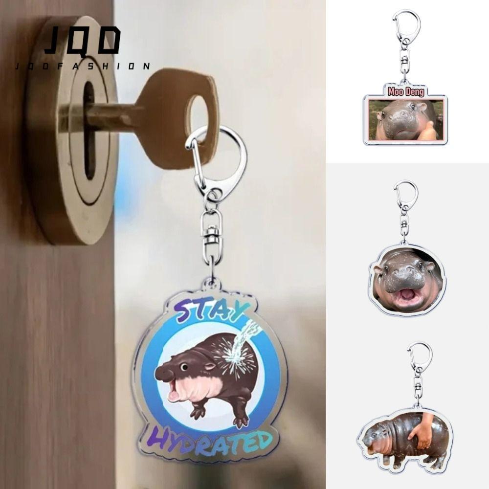 Móc khóa mặt dây chuyền JQD, MooDeng Hippopotamus Móc khóa Hippo dễ thương cho bé, Móc khóa Acrylic 