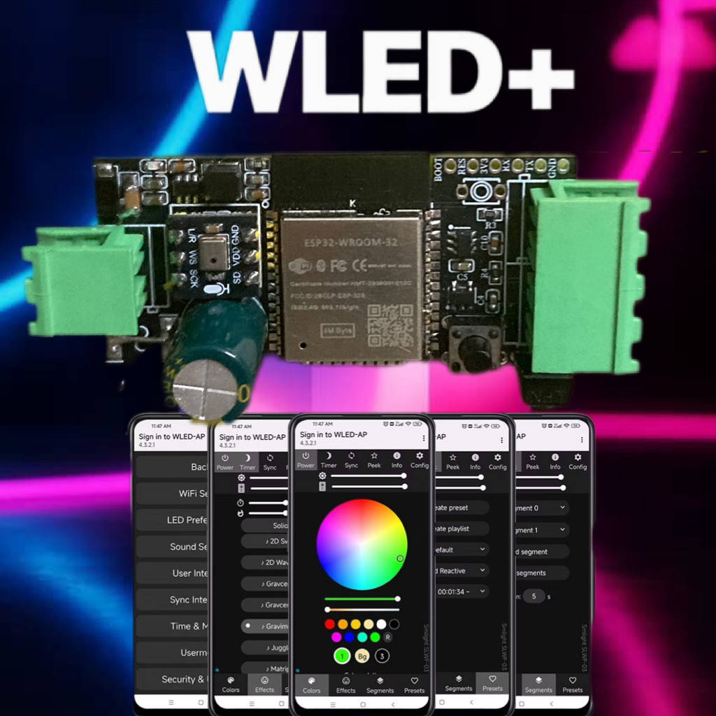Module Điều Khiển LED Thông Minh WiFi WLED ESP32 2 Kênh Music Reactive Cảm Biến Hiện Diện LD2410C 5-